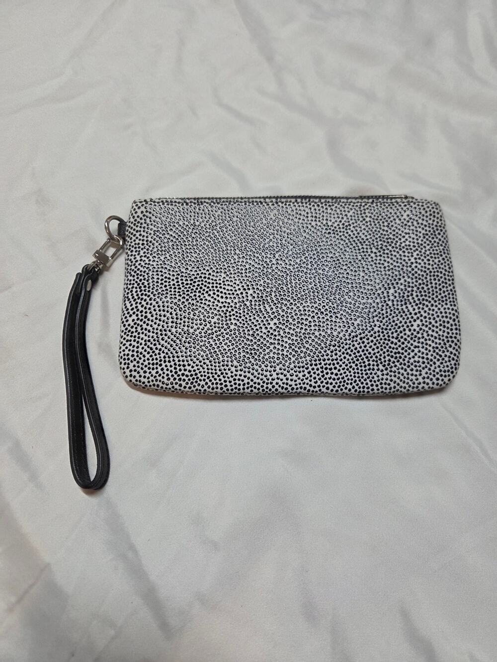 Express Black Mini Zip Pouch with Silver Hardware